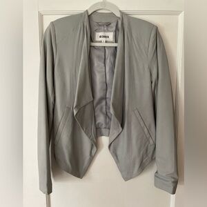 BB Dakota Women's Light Gray Draped Open Front Soft Leather Jacket - Sz Small